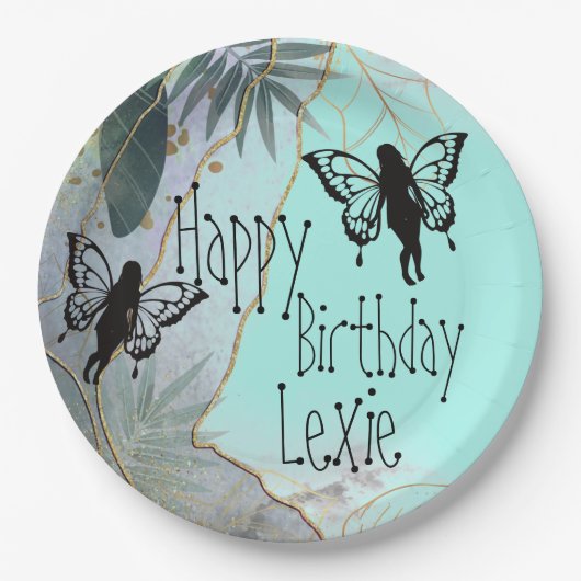 Borden van olievlekken met fantasy Fairies Paper Papieren Bordje (Voorkant)