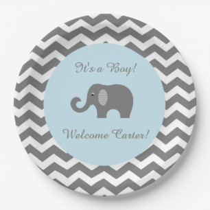 Borden van olifant baby shower in ijzerdruk papieren bordje