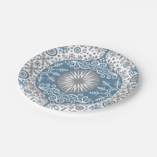Borden van ornament- en winterpapier papieren bordje (Gekanteld)