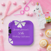 Borden van Paars Floral Paper, 55e verjaardag Papieren Bordje (Feest)