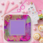 borden van Paars, paars en goudmarmer Papieren Bordje (Feest)