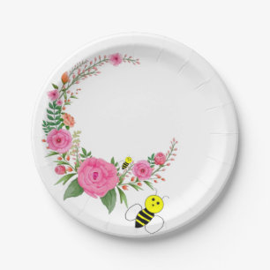 Borden van papier, bloemen van bijen papieren bordje