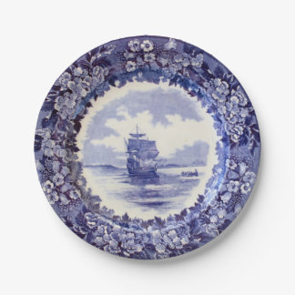 Borden van pelgrimpapier: Wedgwood Mayflower 7 cen Papieren Bordje