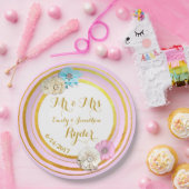 Borden van roze, blauwe en goudflinterpapier papieren bordje (Feest)