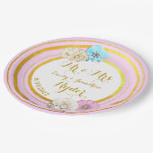 Borden van roze, blauwe en goudflinterpapier papieren bordje (Gekanteld)