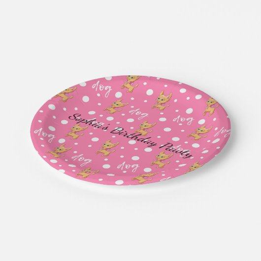 Borden van roze Chihuahua Paper Party Papieren Bordje (Gekanteld)