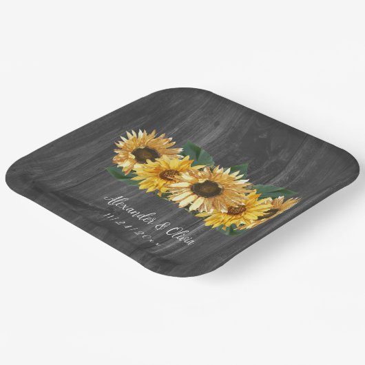 Borden van trouwe zonnebloembindpapier papieren bordje (Gebogen)