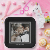 Borden van zwart-wit trouwpapier papieren bordje (Feest)