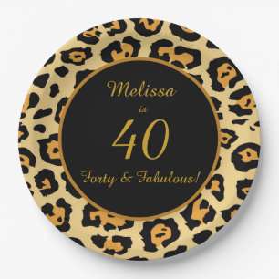 borden voor 40 en Fabulous Birthday Leopard-papier Papieren Bordje
