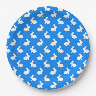 Borden voor blauw en wit Bunny Rabbit Paper Papieren Bordje