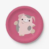 Borden voor Cute Cartoon Dancing Pig Paper Papieren Bordje (Voorkant)