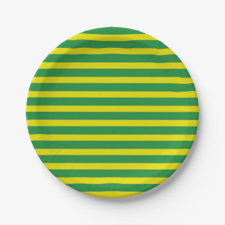 Borden voor geel en groen stripes papieren bordje