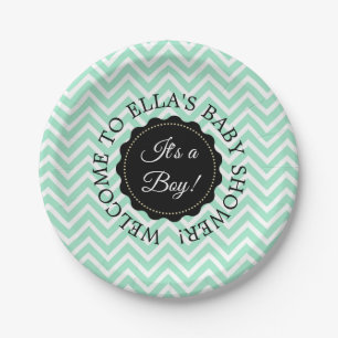 Borden voor gepersonaliseerd Baby shower Sage Chev Papieren Bordje