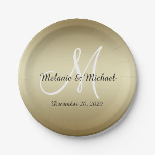 Borden voor gouden weddenschappen Monogram Papieren Bordje