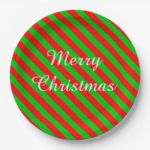 Borden voor kerstpapier/groene en rode strepen papieren bordje