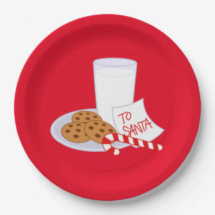 Borden voor kerstpapier/koekjes en melk papieren bordje