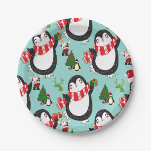 Borden voor kerstpapier, pinguïn papieren bordje