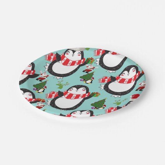 Borden voor kerstpapier, pinguïn papieren bordje (Gekanteld)