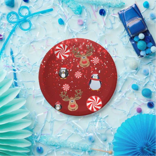 Borden voor kerstpapier, pinguïn papieren bordje (Feest)