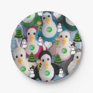 Borden voor kerstpapier, pinguïn papieren bordje