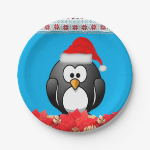 Borden voor kerstpapier, pinguïn papieren bordje