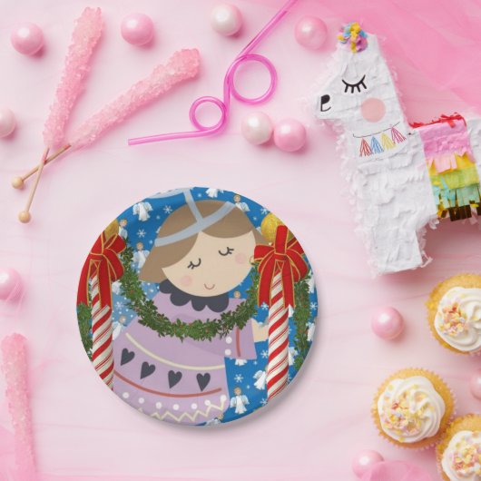 Borden voor kerstpapier, pretkerengel papieren bordje (Feest)