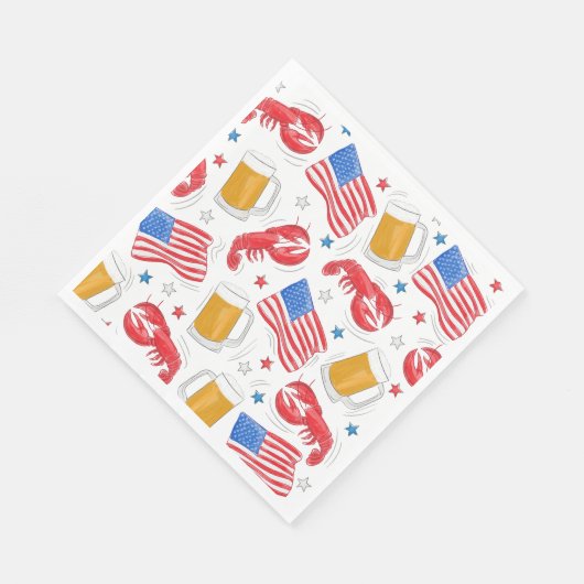 Borden voor lobster Beer Flag Star Paper Servet (Hoek)