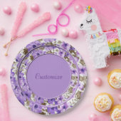 Borden voor Paars en witboek papier Papieren Bordje (Feest)