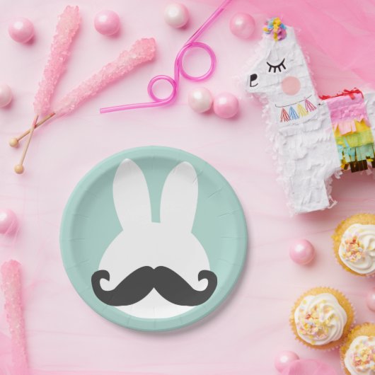 Borden voor paasbunny Mustache Paper Papieren Bordje (Feest)