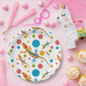 Borden voor papierpartijen met een kleurrijk gekko papieren bordje (Feest)