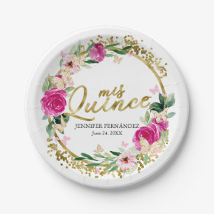 Borden voor quinceanera-vlinderbloemigen papieren bordje