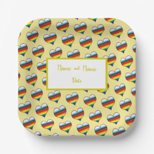 Borden voor regenbooghartpatroon papieren bordje