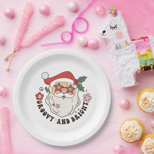 Borden voor roovy Retro-kerstpapier Papieren Bordje (Feest)