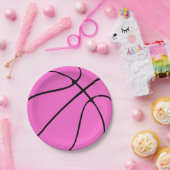 Borden voor roze Basketball Paper Papieren Bordje (Feest)