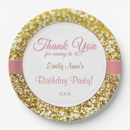 Borden voor roze en goudverjaardagen papieren bordje