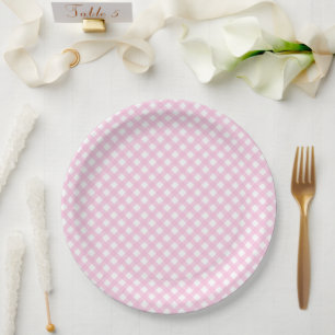 Borden voor roze gingham-patroonpapier papieren bordje