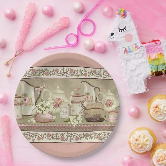 Borden voor  Rozen- en pertinten Papieren Bordje (Feest)