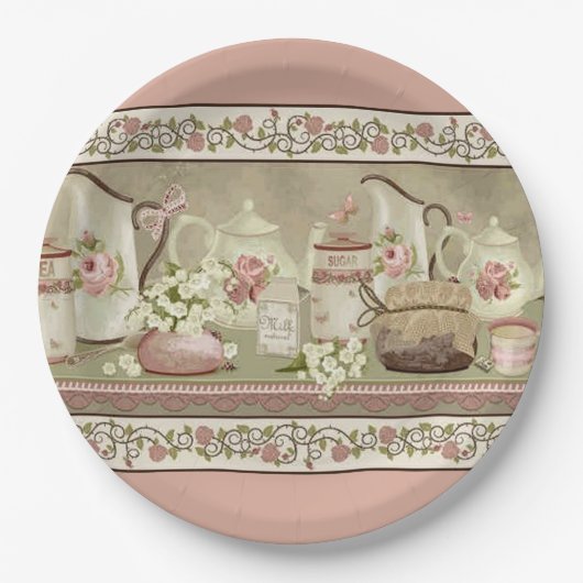 Borden voor  Rozen- en pertinten Papieren Bordje (Voorkant)