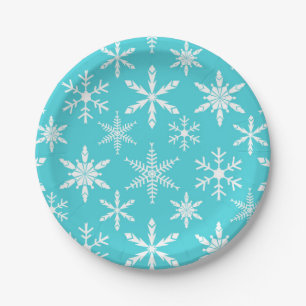 Borden voor Snowflakes Patroonfeestdagen, bevroren Papieren Bordje
