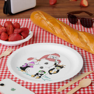 Borden voor snowman en pinguïn papieren bordje