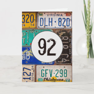 Borden voor vergunningen voor 92e verjaardag kaart