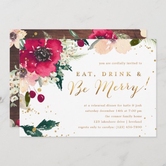 Bordeoefening "Eat Drink & Be Merry" Kaart (Voorkant / Achterkant)