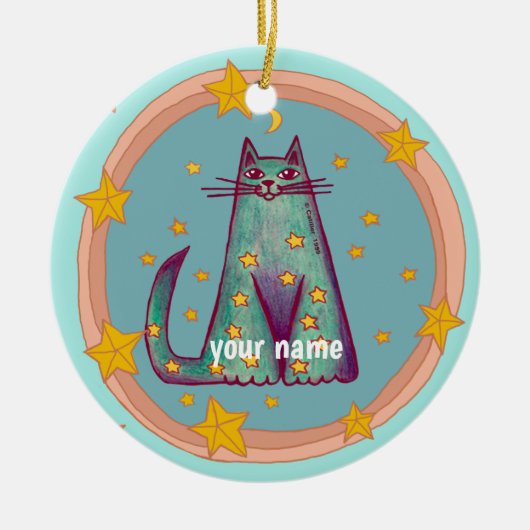 Border Cat Keramisch Ornament (Voorkant)