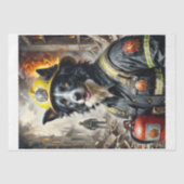 Border Collie als brandweerman - Tissuepapier (Voorkant)