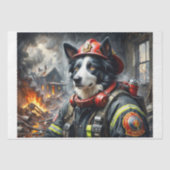 Border Collie als brandweerman - Tissuepapier (Voorkant)
