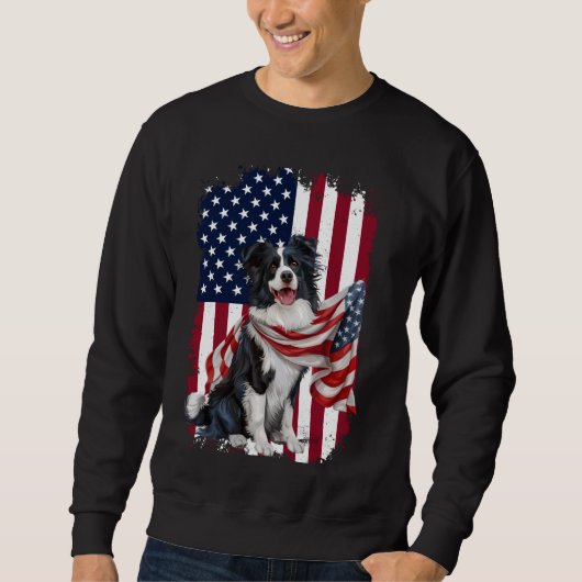 Border Collie Amerikaanse vlag 4 juli Border Col Trui (Voorkant)
