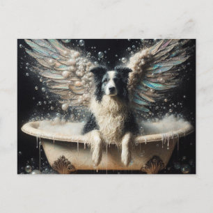 Border Collie Angel in het bubbelbad Briefkaart