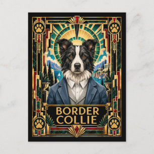 Border Collie, Art Deco Hond Briefkaart