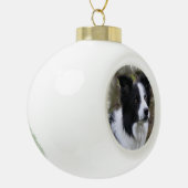 Border Collie Art Keramische Bal Ornament (Links)
