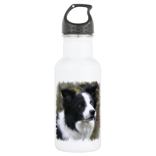 Border Collie Art Waterfles (Voorkant)